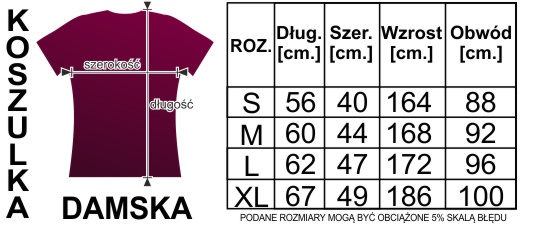 Rozmiary koszulki damskie