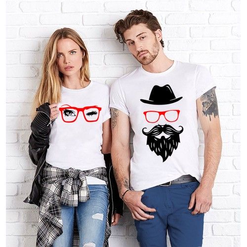koszulki na walentynki  dla par brodacz i okulary okularnica brodacz